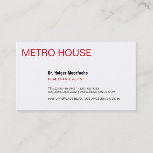 Tarjeta De Visita Negra inmobiliaria y rojo