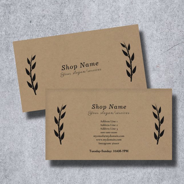 Tarjeta de visita negra, kraft y rusa (Black, Kraft & Rustic Business Card)