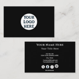 Tarjeta de visita negra minimalista con logotipo p