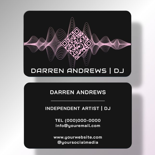 Tarjeta De Visita Negra | Música QR Code Soundwave (Subido por el creador)