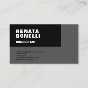 Tarjeta De Visita Negra negrita simple gris negro moderno Minimalist