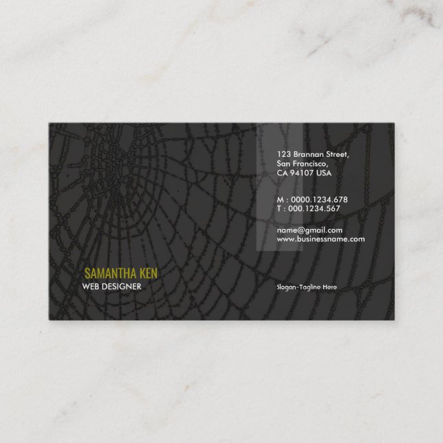 Tarjeta de visita negra sedosa del diseñador del (Anverso)