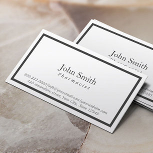 Tarjeta de visita negra simple del farmacéutico de