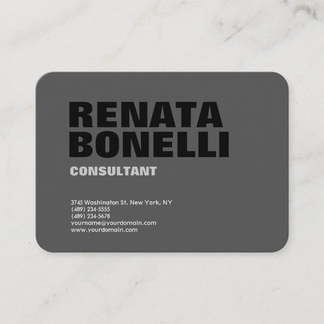 Tarjeta De Visita Negra simple y llana gris negro moderno Minimalist (Anverso)