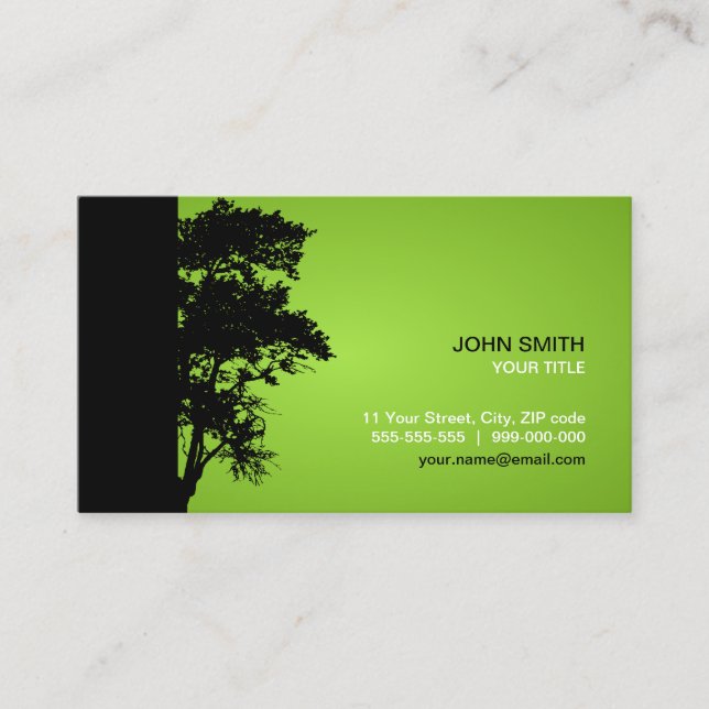 Tarjeta de visita negra/verde del árbol (Anverso)