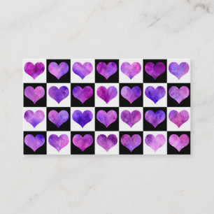 Tarjeta de visita negra y blanca de los corazones