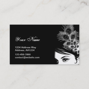 Tarjeta de visita negra y blanca del chica