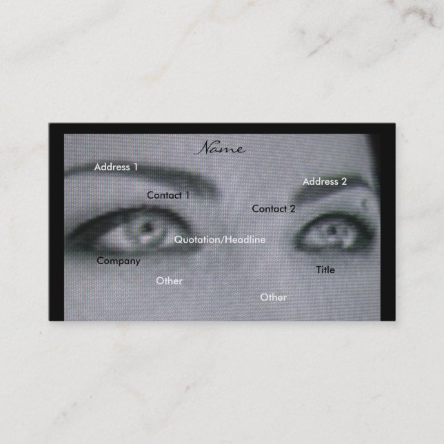 Tarjeta de visita negra y blanca del fotógrafo (Anverso)