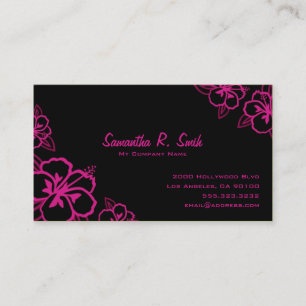 Tarjeta de visita negra y magenta del hibisco