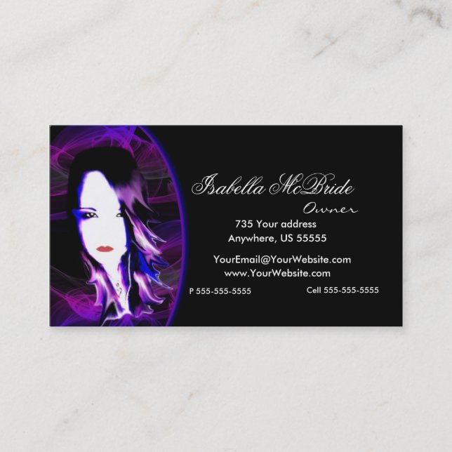 Tarjeta de visita negra y púrpura traviesa del (Anverso)