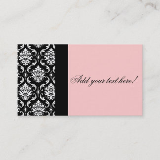 Tarjeta de visita negra y rosada elegante del