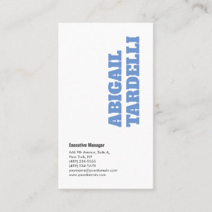 Tarjeta De Visita Negrita azul blanco Minimalista moderno elegante