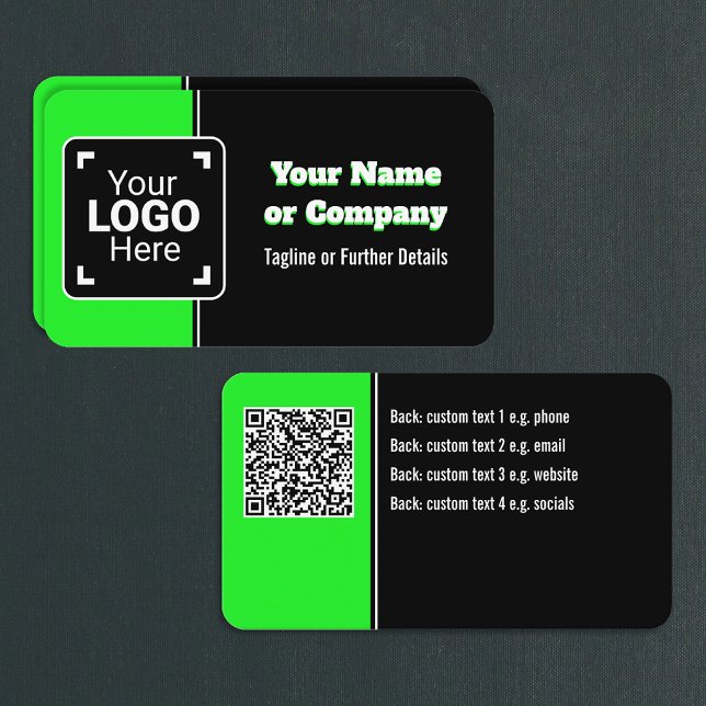 Tarjeta De Visita Negrita, Bright Lime Green, Black & White Own Bran (Subido por el creador)