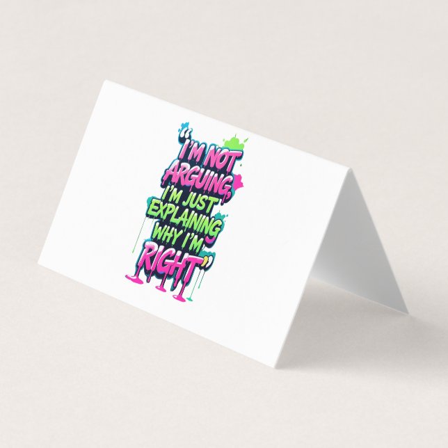 Tarjeta De Visita Negrita Cita divertida Neon Graffiti Design (Anverso)