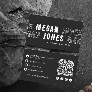 Tarjeta De Visita Negrita Código QR en blanco y negro 5 Límite de no