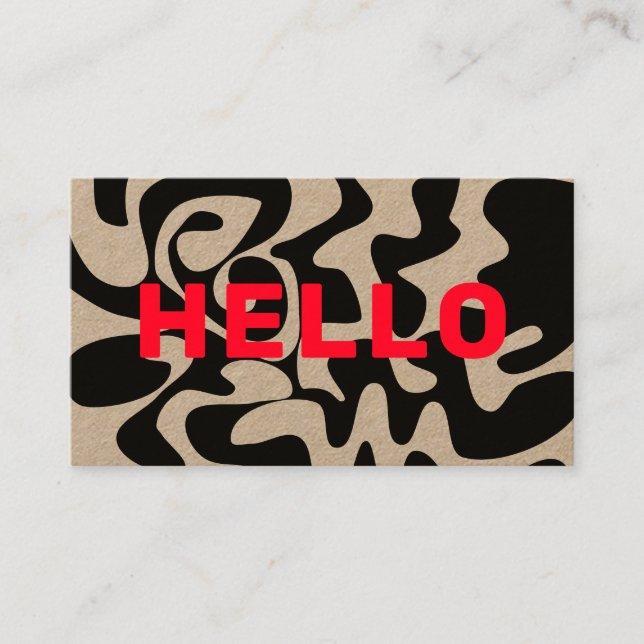 Tarjeta De Visita Negrita Fuente Hola Moderno Negro y Red Kraft (Anverso)