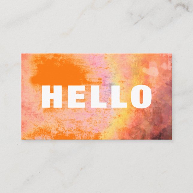 Tarjeta De Visita Negrita Fuente Hola Naranja Arcoiris (Anverso)
