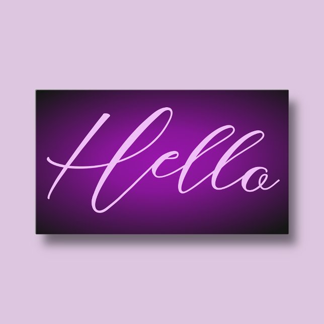 Tarjeta De Visita Negrita Fuente Neón Negro Púrpura Lilac Hello Grad (Subido por el creador)
