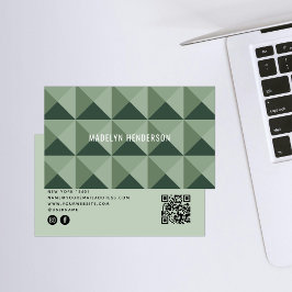 Tarjeta De Visita Negrita geométrica moderna Resumen Código QR Sage