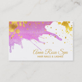 Tarjeta De Visita *~* Negrita Glam Abstract Pink Watercolor Gold Lux