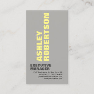 Tarjeta De Visita Negrita Gris Amarillo Moderno Profesional Minimali
