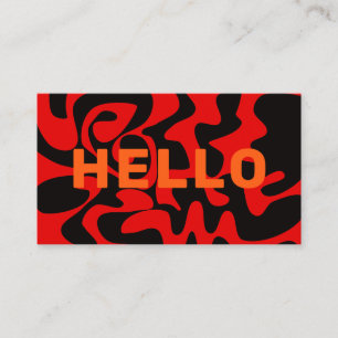 Tarjeta De Visita Negrita Groovy negro Naranja rojo brillante