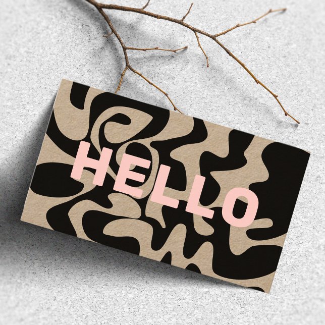 Tarjeta De Visita Negrita Groovy negro Rubor Pink Kraft (Subido por el creador)