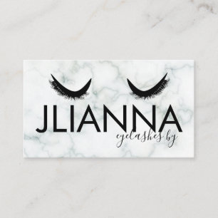 Tarjeta De Visita Negrita Marble Eyelashes Salon Blanco Negro