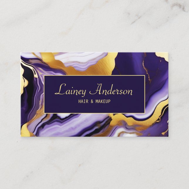 Tarjeta De Visita Negrita Moda de oro morado de moda (Anverso)