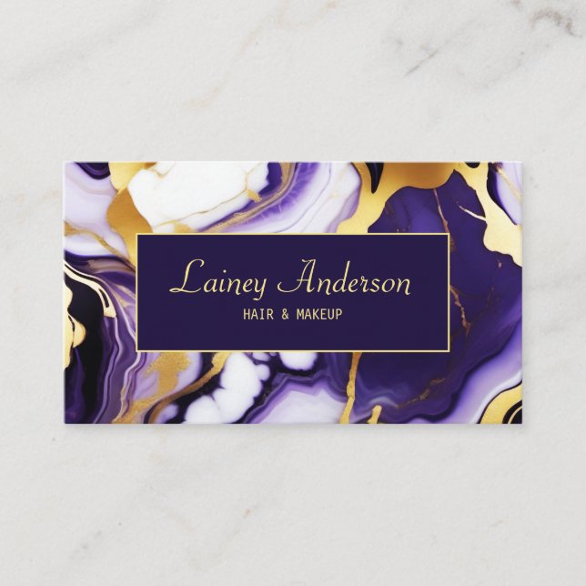 Tarjeta De Visita Negrita Moda de oro morado de moda (Anverso)