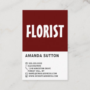 Tarjeta De Visita Negrita moderna, floristería