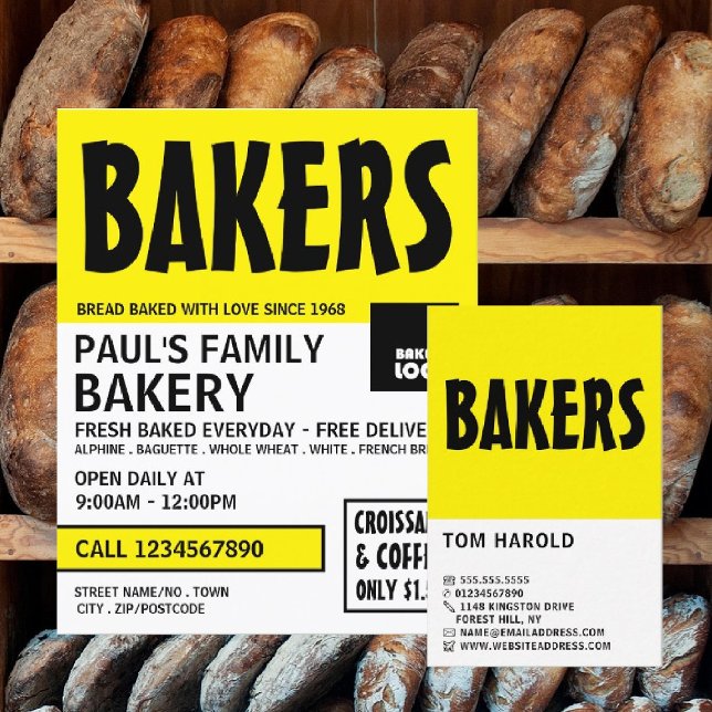 Tarjeta De Visita Negrita moderna, panaderos, panadería (Subido por el creador)