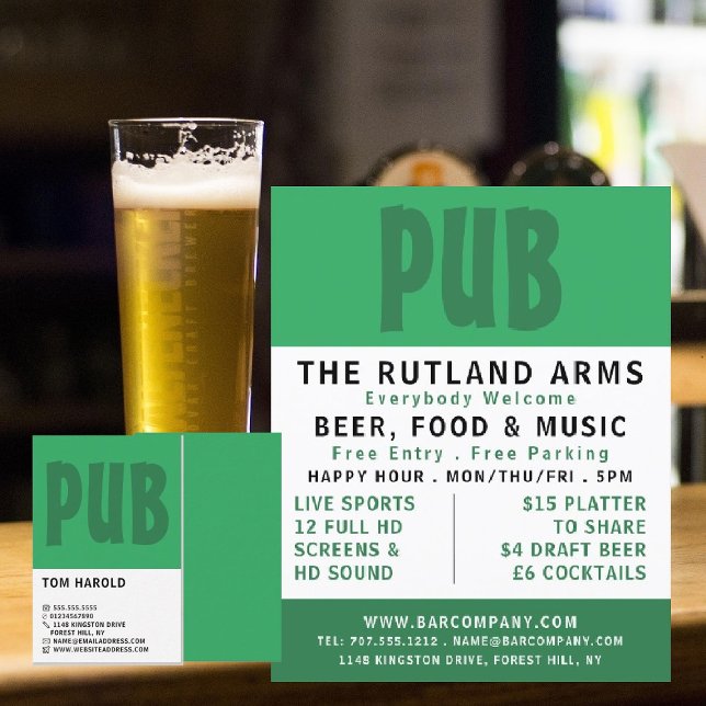 Tarjeta De Visita Negrita moderna, Pub/Cervecería (Subido por el creador)