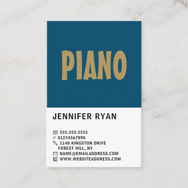 Tarjeta De Visita Negrita moderna, tecnólogo profesional, pianista (Anverso)