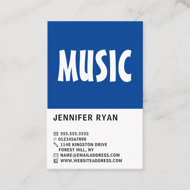 Tarjeta De Visita Negrita moderna, tienda de música (Anverso)