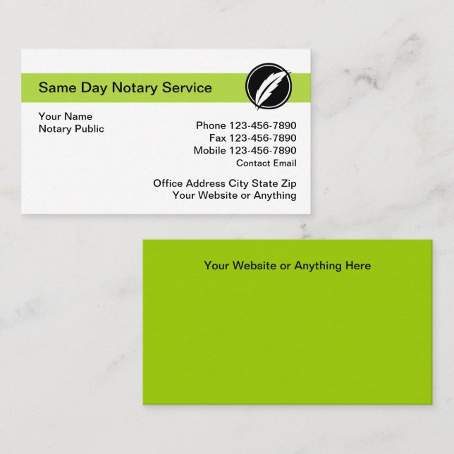 Tarjeta De Visita Negrita pública notarial moderna simple (Anverso / Reverso)