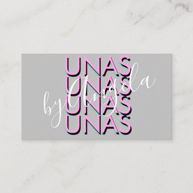 Tarjeta De Visita Negrita Repetir Eyelashes Salon Nails Pink (Anverso)