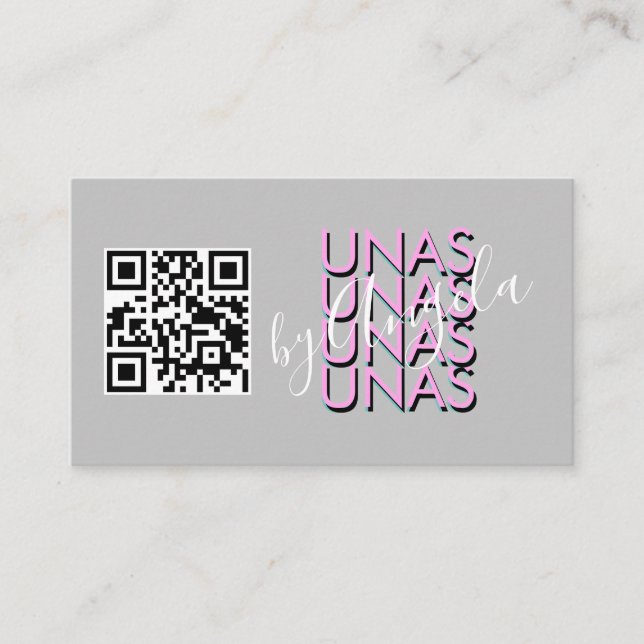 Tarjeta De Visita Negrita Repetir Eyelashes Salon Nails Pink QR (Anverso)