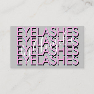 Tarjeta De Visita Negrita Repetir Eyelashes Salon Nails Rosa