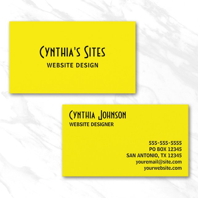 Tarjeta De Visita Negrita retro amarilla y negra (Yellow and Black Retro Bold Business Card)