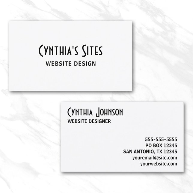 Tarjeta De Visita Negrita retro blanco y negro (White and Black Retro Bold Business Card)