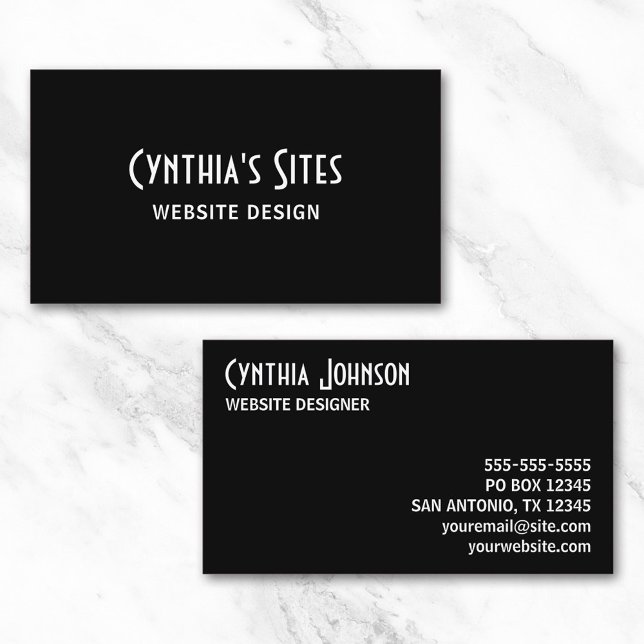 Tarjeta De Visita Negrita retro negro y blanco (Black and White Retro Bold Business Card)