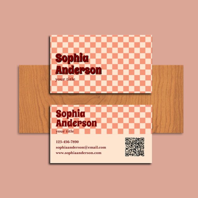 Tarjeta De Visita Negrita retro-roja con código QR (Subido por el creador)