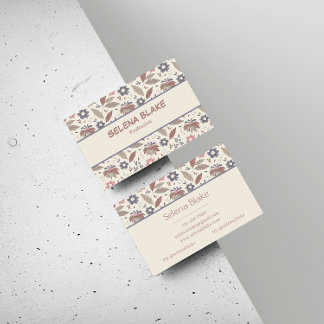 Tarjeta De Visita Negrita y elegante | Moda Moderna Elegante Floral