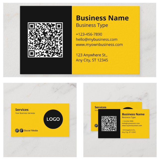 Tarjeta De Visita Negro Amarillo moderno (Black Yellow Modern Business Cards Online
)