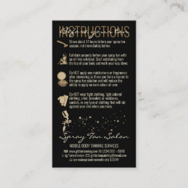 Tarjeta De Visita Negro antes de la instrucción de cuidado pulveriza