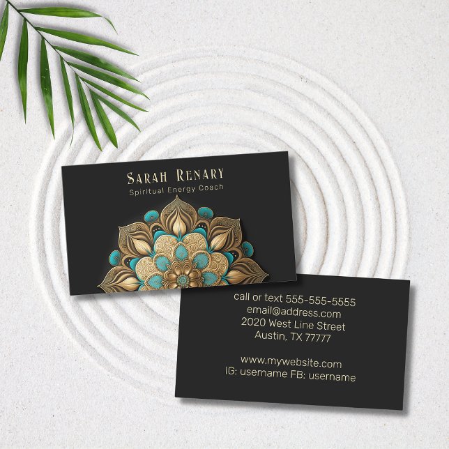 Tarjeta De Visita Negro azul turquesa dorado (Subido por el creador)