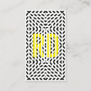 Tarjeta De Visita Negro, blanco, amarillo sofisticado