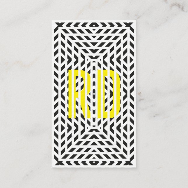 Tarjeta De Visita Negro, blanco, amarillo sofisticado (Reverso)