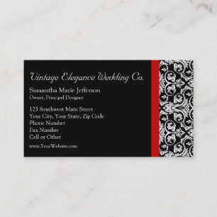 Tarjeta De Visita Negro/Blanco Damask con acento de moda de negocios